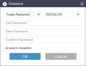 Change password screen